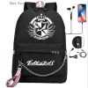 Bolsas Danganronpa urso anime USB Backpack Bag School Casual School Black Bag Bag Mochila Bags de laptop Saco de cadeia de laptop com fone de ouvido porta USB