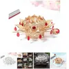 Headpieces Crown Shaped Beaded Hair Chopsticks Alloy Bun Decor With Large Beads Stick Handmade Headdress Styling Accessories