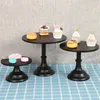 Bakeware Tools 3st Cake Stand Tall Stands för dessertbord Perfekt Display Wedding Graduation Party Black