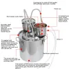 Maskiner 12/20L 3pot Distiller Vinbryggningsmaskin Alkohol Still rostfritt koppar DIY Hembryggning Vatten Vin Essential Oil Brewing Kit