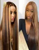 Rechte honingblonde kanten voorpruiken voor zwarte vrouwen bruin ombre menselijk haar 180 dichtheid t deel kanten Hoogtepruik Human Hair9721302