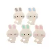 Armband atob 10st Bunny Silicone Baby Teether BPA Free Cartoon Animal Baby Toething Toys Diy Nursing Armband Accessories Rabbit