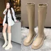 Buty zamki błyskawiczne lolita buty okrągłe palce seksowne uda wysokie obcasy buty-Women Winter Footear Over-the-Klee Autumn Med 2024 La