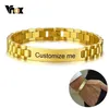 Vnox Gold Tone en acier inoxydable pour hommes ID Bracelets Gravure Nom du laser Date Personnaliser Gift Y2001073564744