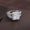 Cluster ringen Uilz Classic Square Zirconia voor vrouwen bruiloft sieraden mode zilveren kleur ring engagement accessoires