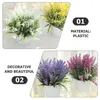 Decorative Flowers 2 Pcs Spring Floral Arrangements Artificial Outdoor Plants Fake Small Potted Lavender Faux Indoor Centerpieces Tables