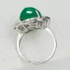 Anneaux Hoyon S925 Silver Color Natural Jade Women's Ring Natural Turquoise Anillos de Wedding Bizuteria Fashion Jewelry Bijoux Bague