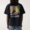 summer rhude tshirt Rhude Palm Tree F1 Racing Print niche American Vintage Fashion Brand Loose Round Neck Short Sleeve T-shirt