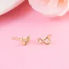 Earrings Golden Shine Color Sparkling Infinity Stud Earrings Accessories For Women Gold Color Make Up Fine Jewelry 2020 New