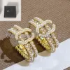 Boucles d'oreilles concepteurs classiques Pearl Diamond Stud Design Brand Letter