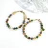 Strands Lii Ji Natural Citirne Green Jade Pyrite Tiger Eye 6mm Beaded Bracelet 18+3cm Handmade Fashion Jewelry For Party