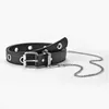 Waist Chain Belts Women Ring Belts Eyelet Grommet Leather Buckle Punk Pin Belt Leisure Dress Jeans Gothic Waistband Punk Popular Y240422