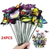 24pcSset Butterflies jardin jardier jardinière coloré fantaisiste papillons enjeux décoracion de décoration extérieure décoration de pots de fleurs 240409