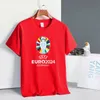 T-shirt de football Euro 2024 100% coton à manches courtes pour hommes et femmes à manches à manches courtes en Italie et aux fans de France en Allemagne