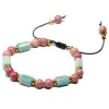 Strängar handvävda vänskapsarmband Amazonite och 6mm Rhodochrosite Gem Armband Fow Women Män justerbara