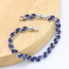 Bracelets Silver Color Jewelry Sets Women Women Blue Stones Colar Pingente Pingente Brincos Ringos Presente de Aniversário