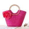 Flower Summer Beach Bag Beal Pole Weave Womens Hand Handbag Bohemian Bags Straw Facs High Carty Top Top Handle 240415