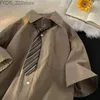 Casual shirts dayifun bruin dameshemd Japanse stadsmeisjes voor heren