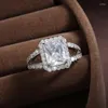 Cluster ringen Uilz Classic Square Zirconia voor vrouwen bruiloft sieraden mode zilveren kleur ring engagement accessoires