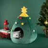 Mats Pet House Cat Christmas Tree Shape Bed Dog Nest Puppy Cave Washable Cat Mat Warm Soft Winter Cat House Pet Supplies Pet Bed