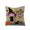 Halloween Throw Pillow Case Black Cat Pumpkin Decorative Home Pillow Covers Cotton Linen 18x18 Inch Witch Hat Square Pillowcase Decor Men Women Sofa Couch Bed