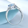 Rings UMCHO Romantic 925 Sterling Silver Rings Wedding Aquamarine Wedding Rings For Women Engagement Valentine's Gift Fine Jewelry