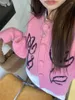 Knits de mujeres alienígenas Kitty Pink Sweaters Florals Coats Fashion Slim Women Fashion 2024 Vintage Loose Spring Gentle All Match Casual Daily