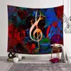 Tapestries Musical Note Tapestry Red Music Theme Wall Hanging Cloth Hip Hop Hippie Style Home Bedroom Living Room Decor Blanket