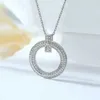 Luxury Tiffenny Designer Märke hänge halsband Nya mikroinlagd full diamant S925 silverhalsband Kvinnor högkvalitet rund ring personlig ren