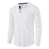 Fashion Waffle Cotton T Shirt Men Spring Slim Fit Long Sleeve Henley Tshirt Men Streetwear Casual Solid Color T-Shirt 240415