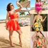 New Swimsuit Split Gathering Bikini Three Piece Skirt Style Covering Belly and Slimming Large Size Swimsuit