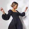 Sukienki swobodne czarne kobiety eleganckie 2024 długotrwały rękaw vintage gorset panie bluzki bluzki