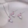 Orecchini per borchie carine carota e collana set d'argento zircronica collare per orecchie da ravanone per ragazze giunti di gioielli romantici bijoux