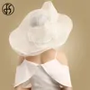FSエレガントな黒と白の魅惑的な帽子ウェディングチャーチシナマービッグボウノットハットフェドーラティーパーティー240401