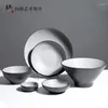 Bowls SIA-HUAT Melamine Ramen Noodles Bowl Two Tone Grey Black Big Soup Cold Dish Japanese Cuisine Household Tableware