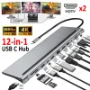 HUBS USB C HUB 12in1 USB Type C till Dual HDMicompatible 4K HD VGA Ethernet Port Docking Station för MacBook Pro Air USB Splitter