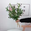 Flores decorativas de 70 cm de simulação de decoração de pografia de flor Planta de casamento verde 3 ramificações de 6 frutadas ramifica