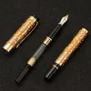 Stylos vintage Jinhao 5000 Luxury Metal Fountain stylo orangegold belle texture dragon sculpture ef / f / m / Bent Office Business Gift Styl