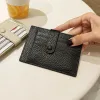 Holders Snap button closure Mini slim Genuine Cow Leather Bank Business Id Card Holder Wallet Case For women men Multi card Mini Wallet