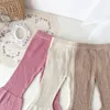 Pantalones Baby Spring Summer Sume Pants Pants Stright Stretkler Girl Clothing Color sólido Ropa acanalada para niños