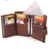 Wholale Germany Style Trifold Genuine Card Wallet Portafoglio in pelle per Men8906343