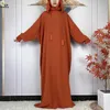 Roupas étnicas mais novas Ramadãs muçulmanos dois chapéus Abaya Dubai Turquia Islam Roupas de oração de alta qualidade vestidos de tecido africano vestido solto D240419