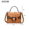 Axelväskor Acelure Solid Color Hard Pu Leather Crossbody Bag For Women Mini Small Shopping Handväskor Purse Ladies Messenger