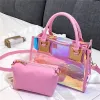 Baltos Multifunctunction Color Transparent Bag PVC Messenger Bag Women Zipper Satchels Clear Bolsa Bolsa Laser Bolsas de Luxúria