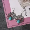 Orecchini vintage 100% 925 Orecchini a forma di pavone d'argento per donne gioielli bohémien Turquois tibetani che penzolano regalo per ragazza