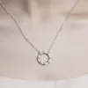 Necklaces Fashion Round 0.2ct white Sapphire Gemstone Necklace Pendant 925 Sterling Silver 45cm Long Chain Necklaces For Women Jewelry