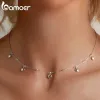 Necklaces Bamoer 925 Sterling Silver Stackable Clavicle Necklace Sparkling Zircon Neck Chain for Women Platinum Plated Fine Jewelry