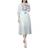 カジュアルドレス女性の夏の綿と刺繍ホワイトホリデードレス2024レディースバケーションルーズ特大長x1102