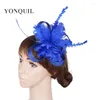 Eleganta kvinnor fjäder fascinator hårnålar damer hår tillbehör bröllop brud huvudbonader tillfälle cocktailklipp