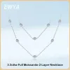 Necklaces EWYA Luxury D Color Full 3/3.5mm Round Bubble Moissanite Diamond Tennis Necklace for Women Party S925 Silver 2Layer Neck Chain